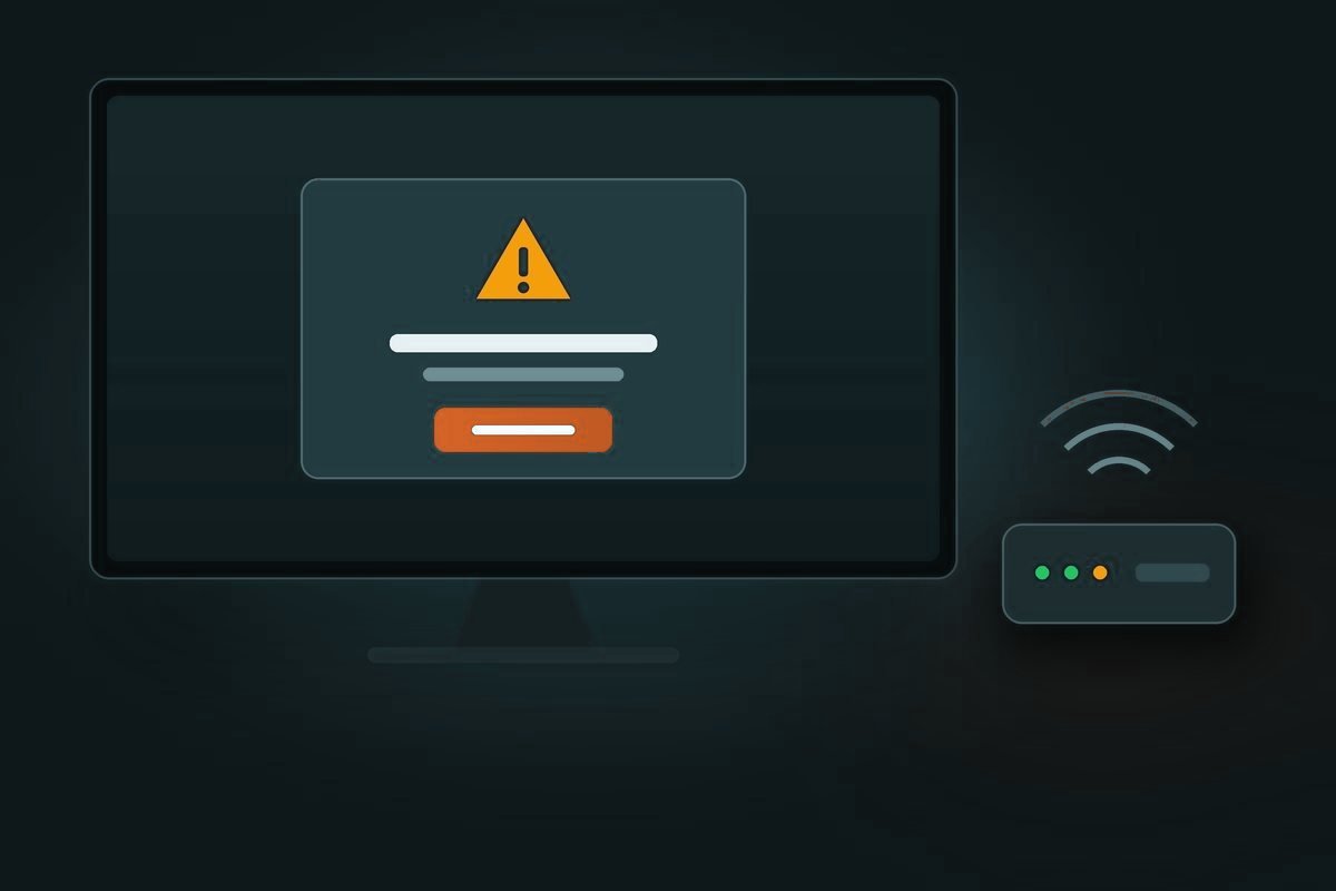Message « Atlas Pro ne peut pas se connecter au serveur » affiché sur une TV, à côté de la box internet